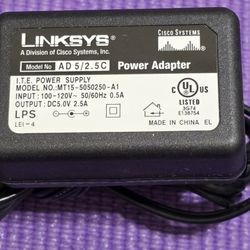 Linksys Power Supply Adapter Model: MT15-(contact info removed)-A1 Output: 5.0 VDC 2.5A