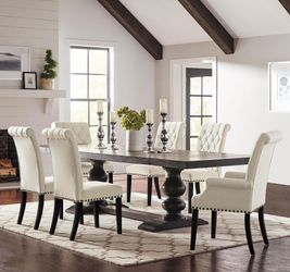 coaster  121231-S7 Phelps 7-piece Rectangular Dining Table Set Distressed Noir