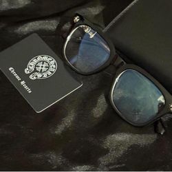 Black Chrome Heart glasses with blue lenses #sunglasses brand new