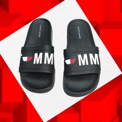 Tommy Hilfiger Black w White & Red Slides Sandals Women Size 8, Men Approx 6
