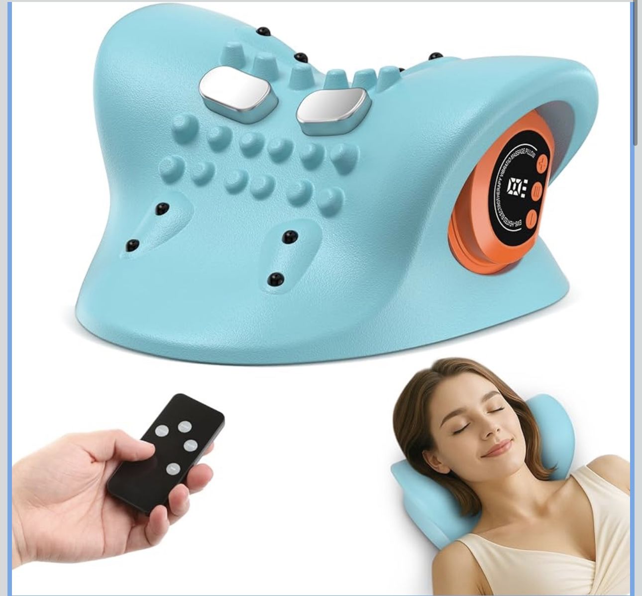 Electric Neck Massager with Heat – Blue/Orange