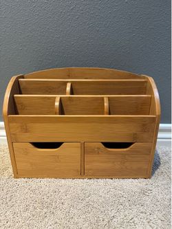 Bamboo Desk Organizer / Mail Organizer with Drawers