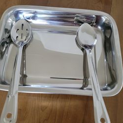 New Stainless Steel Tray With 2 Spoons