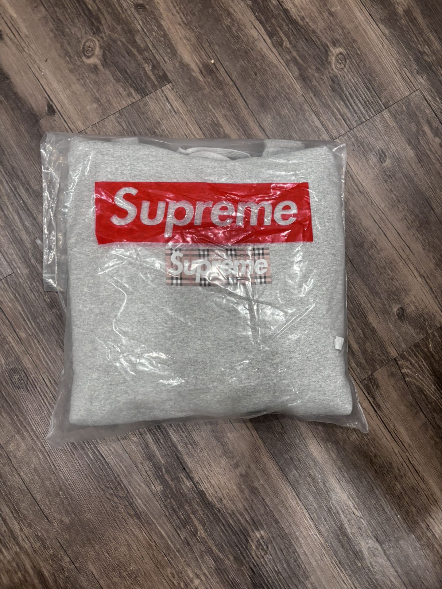 Supreme Burberry grey hoodie