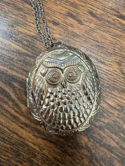Owl Oval Photo Locket Necklace