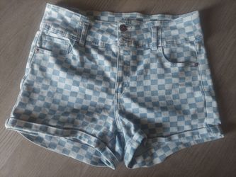 Women's Checkered High-Waist size 13 Denim Shorts