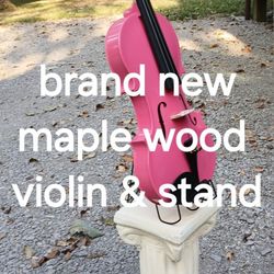 Brand New Maple Wood Violin With An Beautiful Powder Pink Finish, Stand And Pedestal Included 
