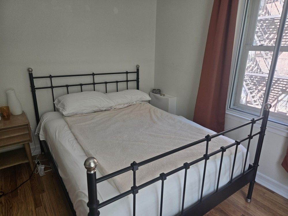 Ikea Svelvik Black Metal Bed Frame -- Queen