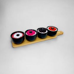 Signature Craft Organic Candles Set of 4 pcs with Flowers Decoration 