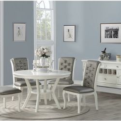 5 Piece Dining Set White/Gray