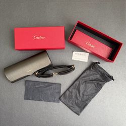 Authentic Cartier Black Square Acetate Metal Frame Sunglasses