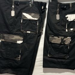 Pocket camo black shorts