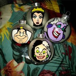 Disney Villain glass ornaments