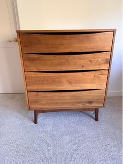 Article Walnut Mid Century Modern 4 Drawer Dresser