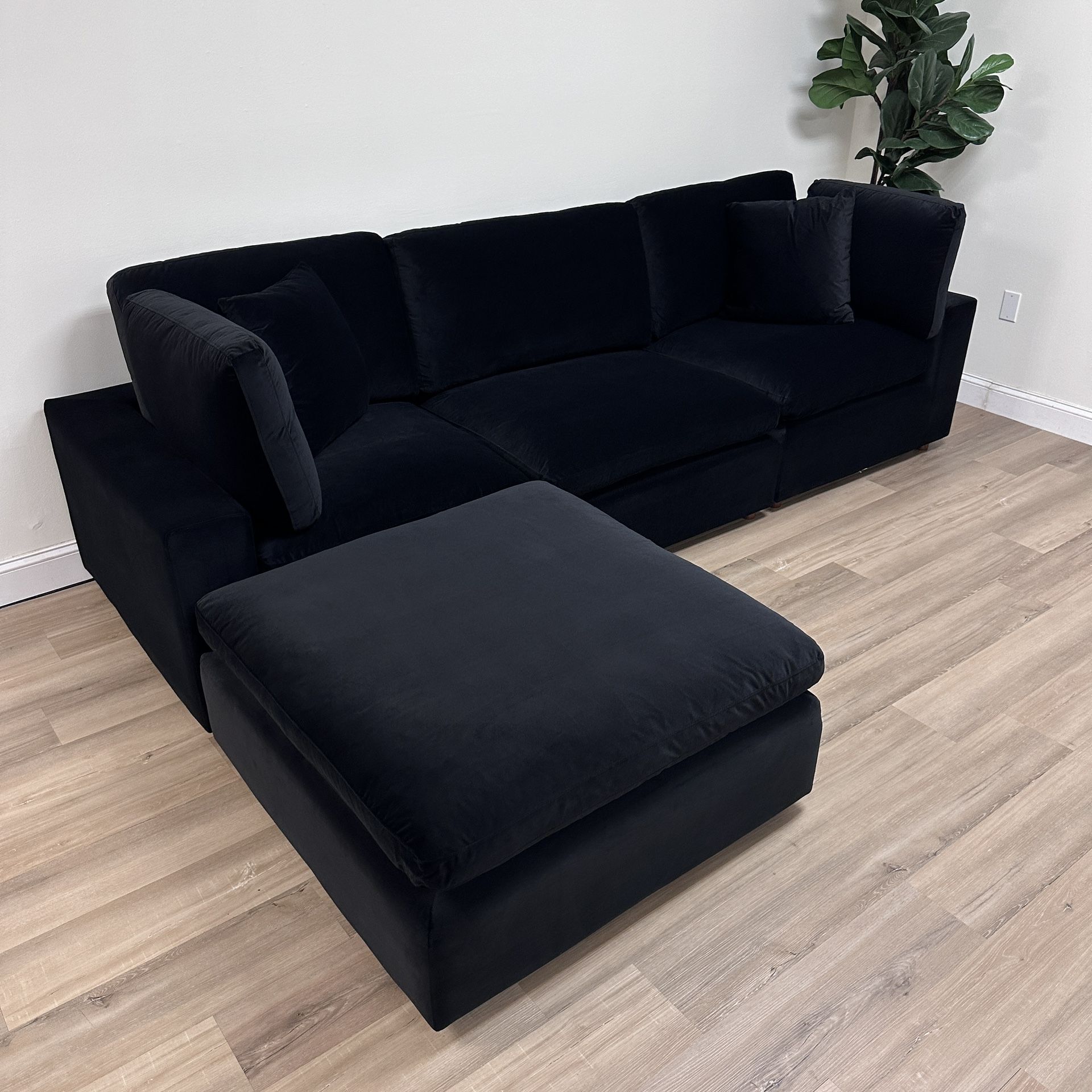 NEW Black Velvet Cloud Couch Sectional