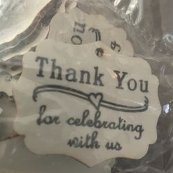 “Thank You For Celebrating With Us” Wood Tags (Bag Of 100) New. Great For Weddings, Baby Showers, Parties