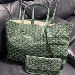 Green Goyard Tote Bag 