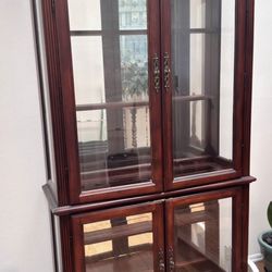 Traditional Wood China / Curio Cabinet with Glass Sides