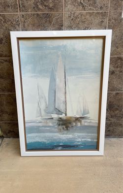 Quiet Boats” Allison Pearce Large Framed Sailboat Art Print - Coastal Wall Decor