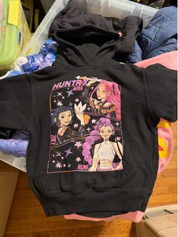 K-Pop Demon Hunters Huntr/x Mira Zoey Rumi Graphic Black Hoodie Size Youth Small Huntrix
