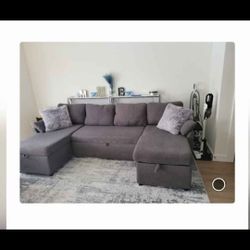 110” U-Shape Sleeper Sectional + Double Storage