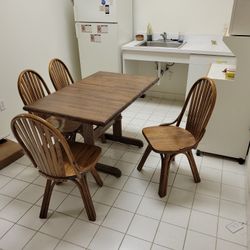 Dining Kitchen Table Chairs 1 Leaf Swivel Nice Wood