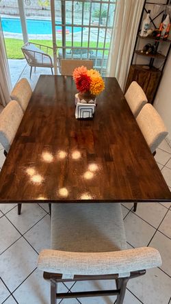 Dark Wood Dining Table with 6 Chairs