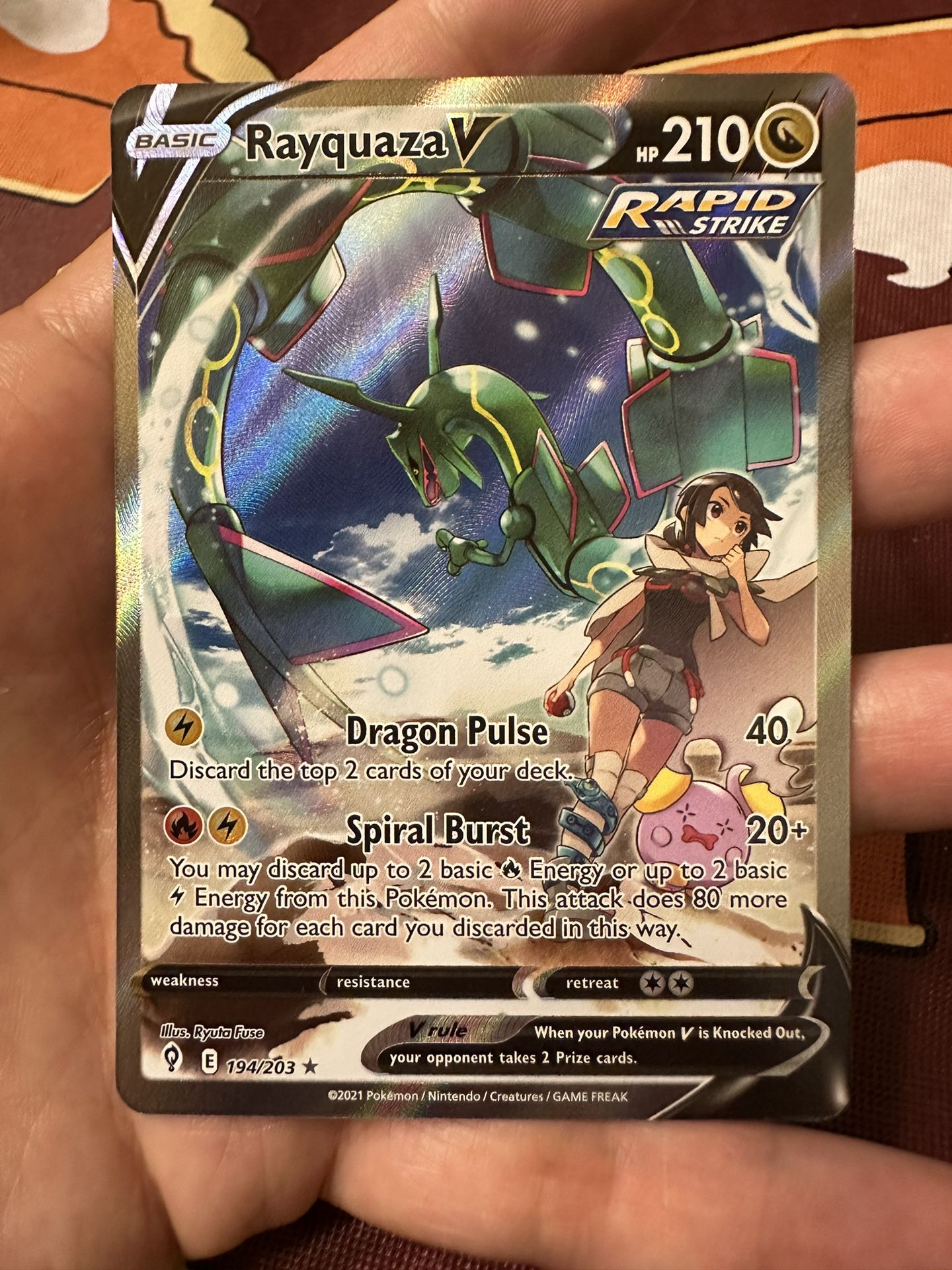 rayquaza v pokemon card #194 Evolving Skies for Sale in Lynnwood, WA The item available is listed in the Title Rayquaza V ex gx vstar