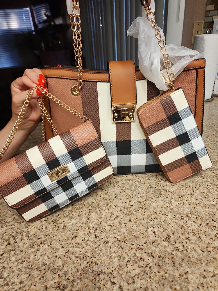 3 PC Purse Cross Bag And Wallet Set