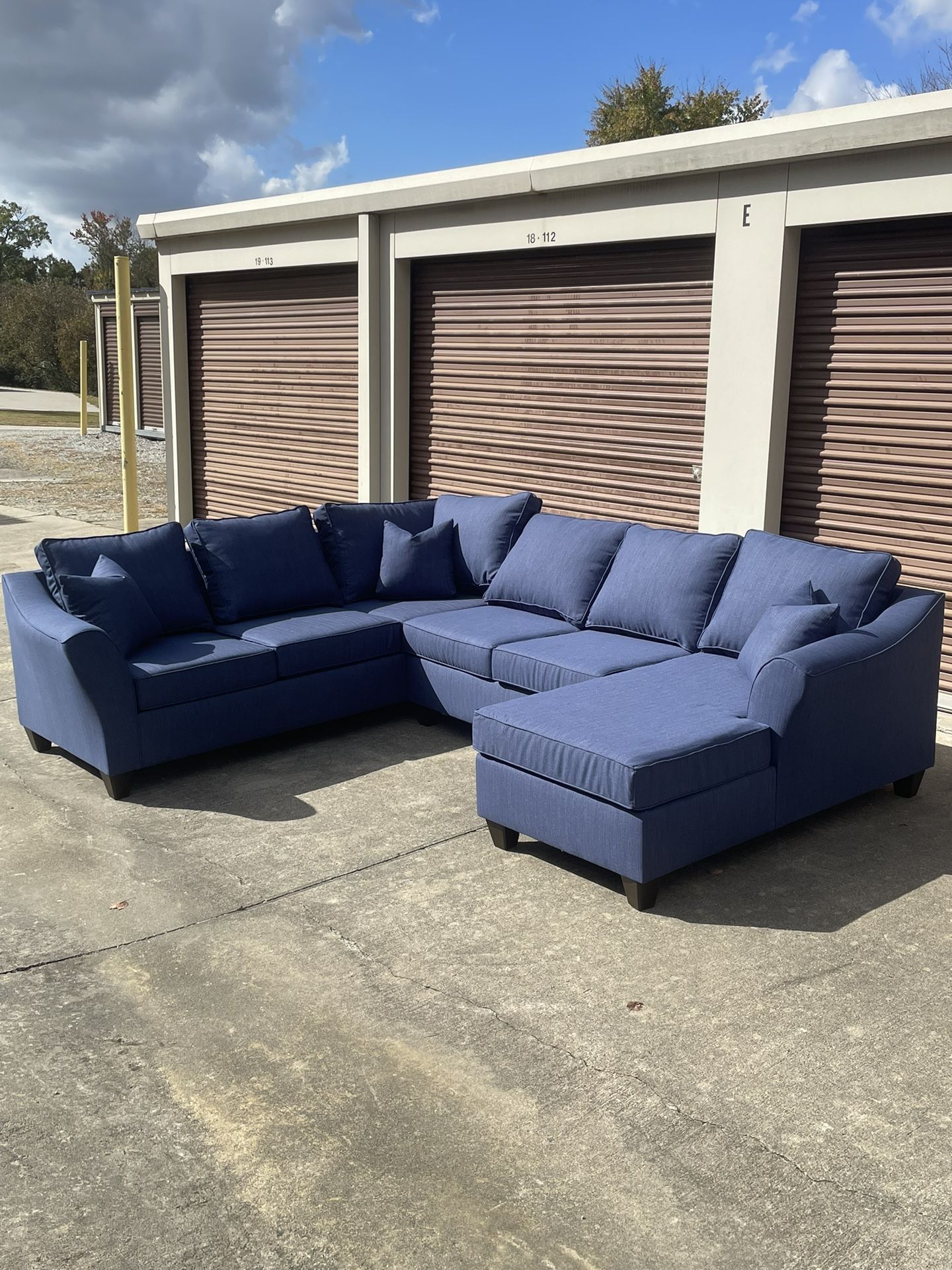 Brand New Blue U-Shaped Sectional β’ Delivery Available