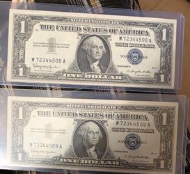 2 1957 Uncirculated Sequential Silver Certificates