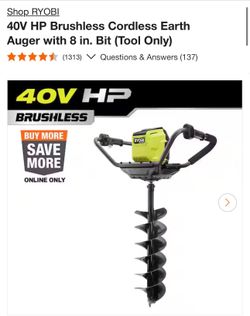 Earth auger with 8 in bit