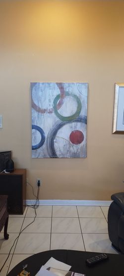 3x4 RENDEZVOUS Abstract Canvas Art by Janet Brignola-Tava (EXC. COND)