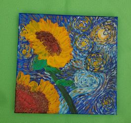 Starry Night And Sunflowers. Inspired By Vincent Van Gogh.