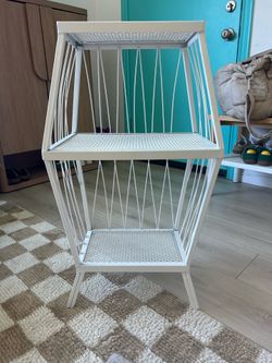 White metal nightstand