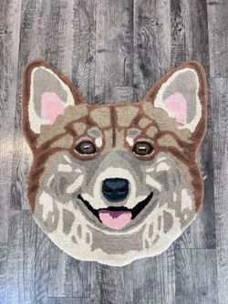 Viral Corgi Dog Head Face Decorative Area Throw Rug NEW