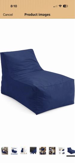 TopNaps Bean Bag Chair Lounger with Shredded Foam Filling, Navy blue, For Patio Poolside Relaxing, Splash-Proof Detachable Zipper Cover, Beanbag Floor
