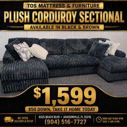 Plush Corduroy Sectional 🚚WE DELIVER🚚
