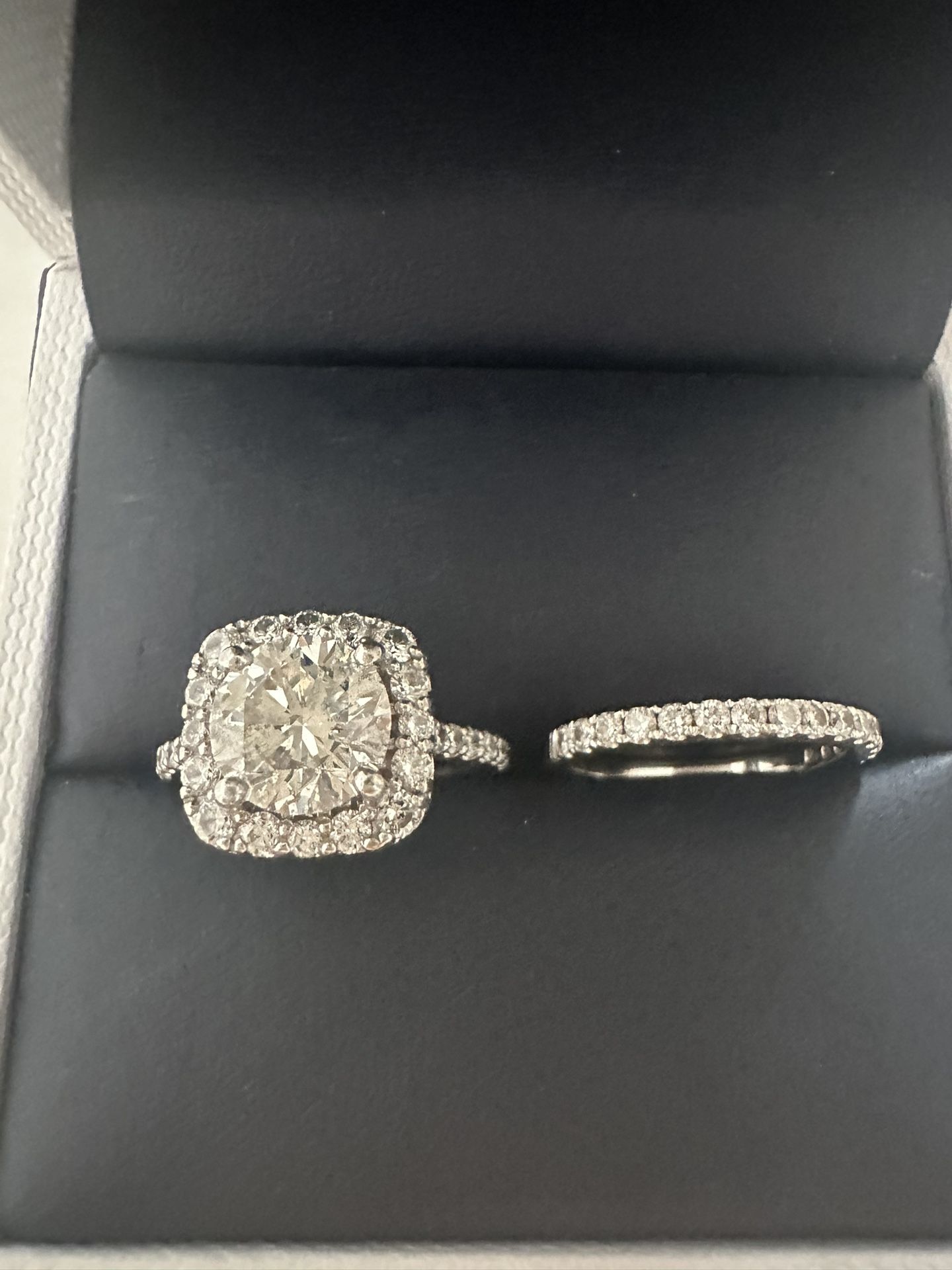 Platinum Natural Diamond Engagement Ring And Wedding Band