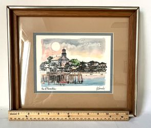 VEIW OF PROVINCETOWN BY ROBERT KENNEDY WATER COLOR ART PRINT 13”X11 FRAMED