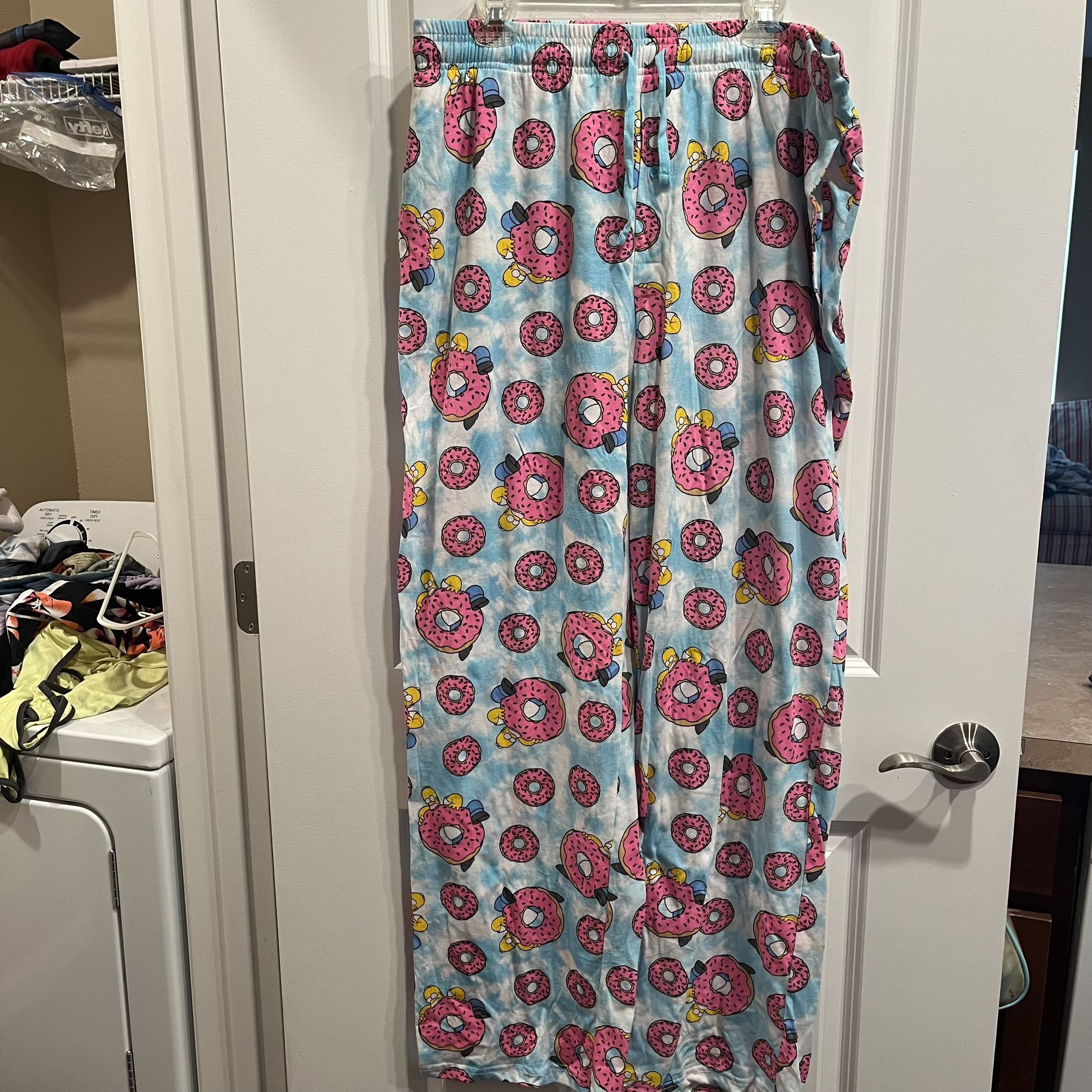 The Simpsons Homer Simpson Tie Dye Donuts Lounge Pajama Pants Men’s Size 2XLT.