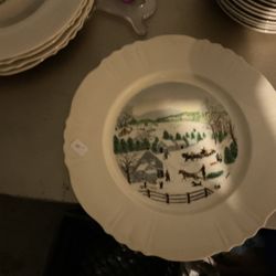 Atlas China winter Scenes5 Different 10 Inch Plates Including Jack and Jill