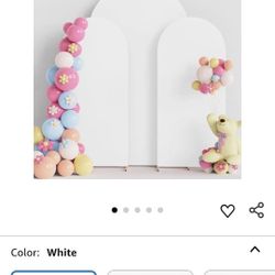 White Wedding Arch Cover 7.2FT, FT, 6FT Spandex Fitted Round Top Chiara Backdrop Stand Covers 3 Set for Wedding Birthday Party Decoration