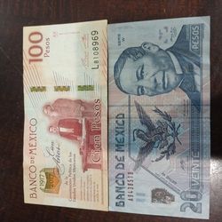 2 billetes colecionables mexicanos