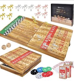 (Brand New in Box) 
MerryPony 21 Inches Large Horse Racing Game with 11 Metal Horses, Foldable Solid Wood Horse Race Board Game with 100 Pcs Poker Chi
