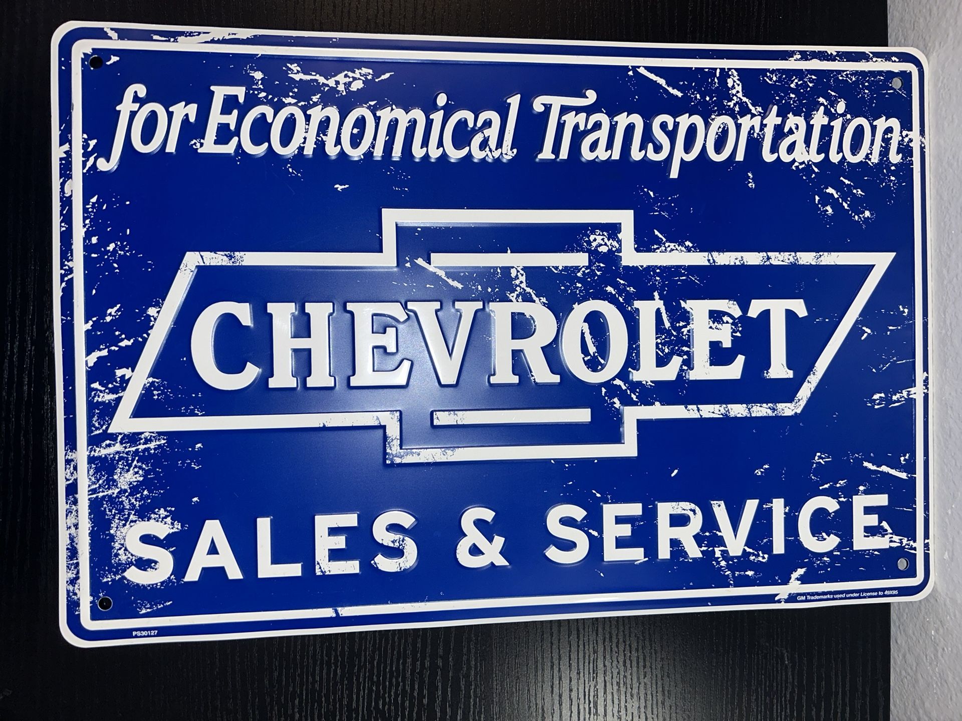 CHEVROLET SALES AND SERVICE MOTOR Oil Vintage Style Steel Sign Pump Plate 12x18”