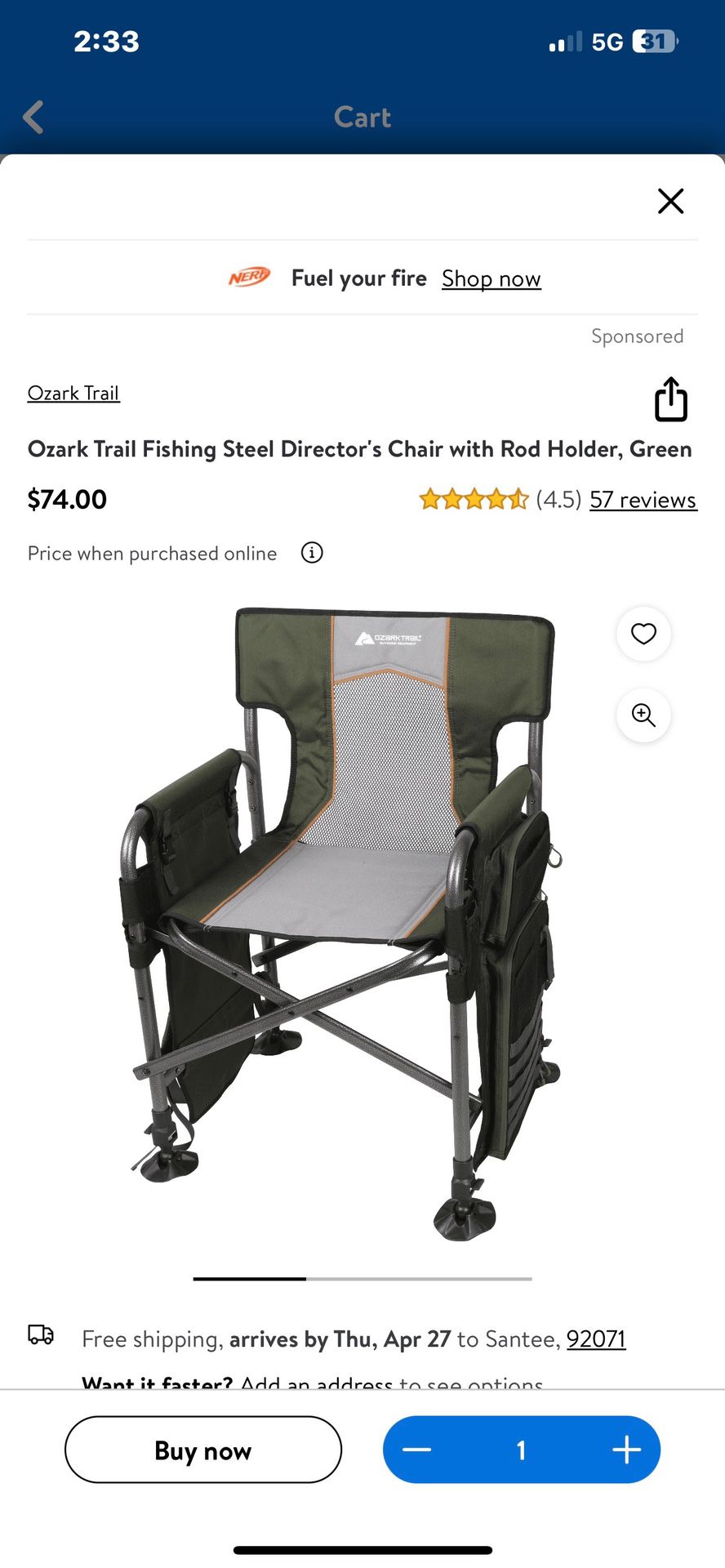 Collapsible Fishing Chair With A Pool Holder NEW for Sale in Ramona, CA -  OfferUp