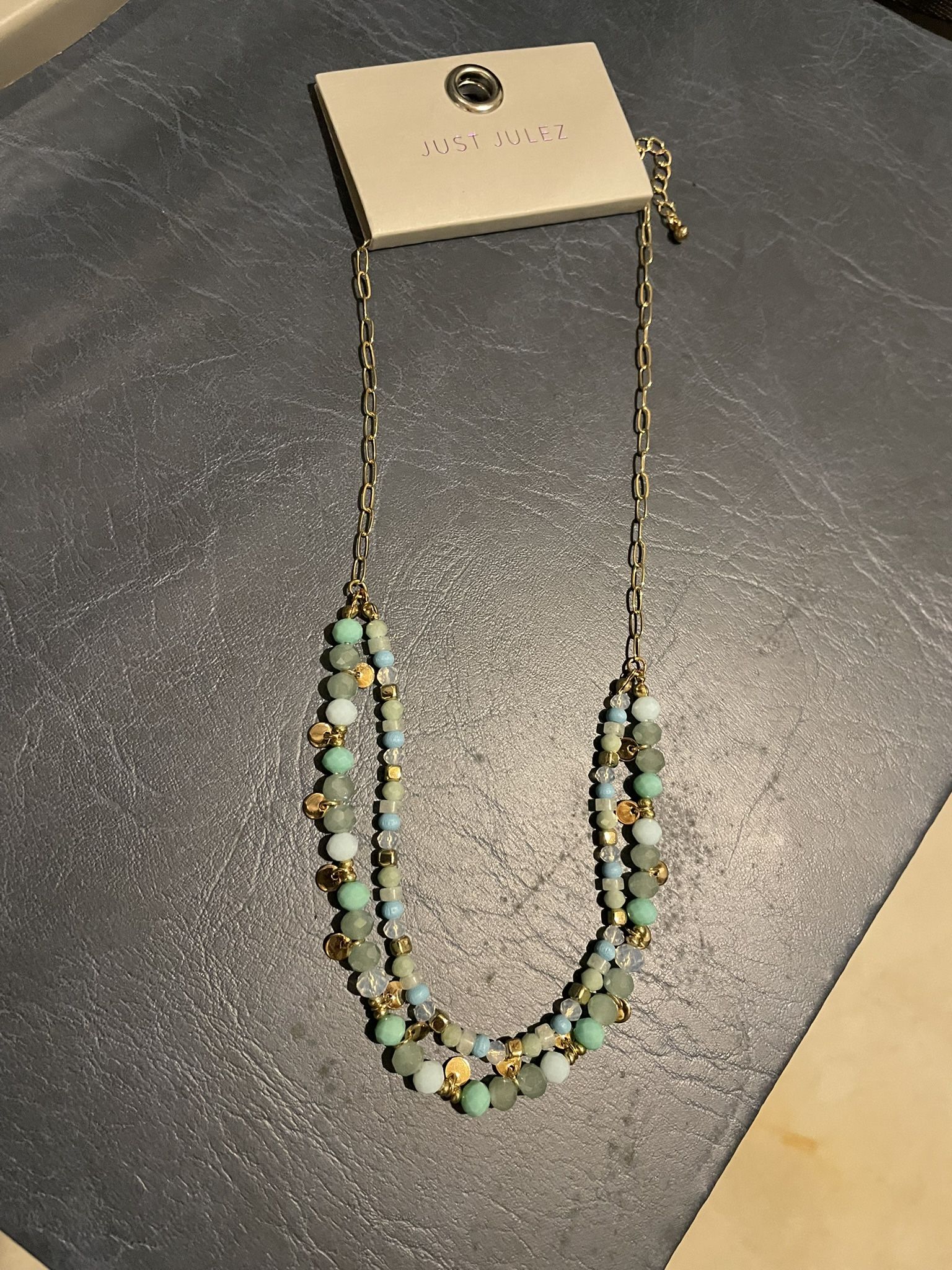 Teal And Gold 2 Layer Necklace