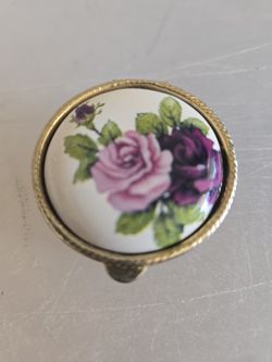 Vintage Miniature Floral Pill Box
