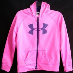 Under Armour Pink Hooded Sweat Jacket Loose Youth Large